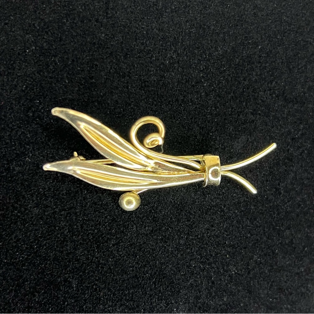 Dixelle 12KGF Leaf Brooch